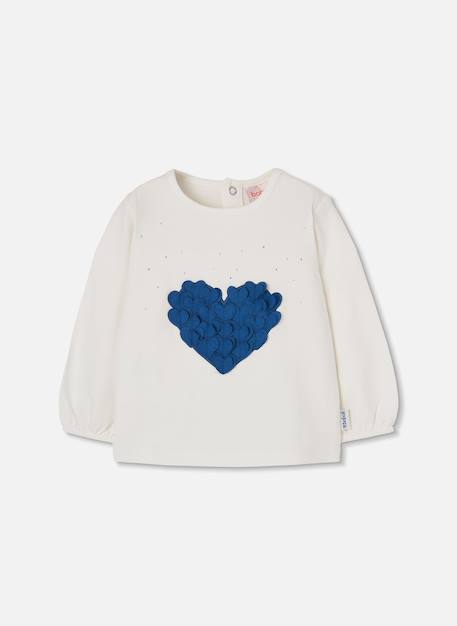 T-shirt fille en maille avec cœur Blanc 2 - vertbaudet enfant 