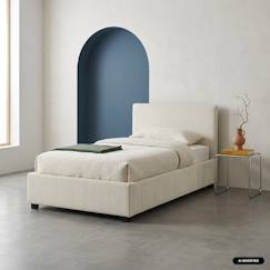 Chambre et rangement-Chambre-Lit bébé, lit enfant-Lit coffre avec sommier à lattes et tête de lit, l 202 x p 97,5 x h 86cm, finition velours côtelé (grosse côte)