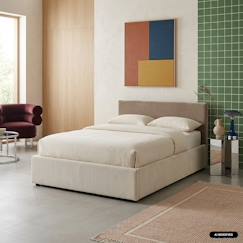 Chambre et rangement-Chambre-Lit bébé, lit enfant-Lit coffre avec sommier à lattes, l 203 x p 97 x h 32cm, finition velours côtelé (fine côte)