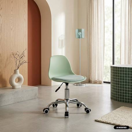 Chaise de bureau enfant à roulettes ajustable piètement chromé - manel Beige+Blanc+Moutarde+Rose pâle+Vert clair 25 - vertbaudet enfant 