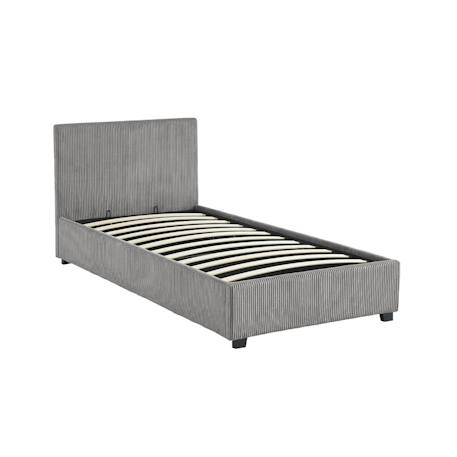 Lit coffre avec sommier à lattes et tête de lit, l 202 x p 97,5 x h 86cm, finition velours côtelé (grosse côte) Blanc+Gris 9 - vertbaudet enfant 