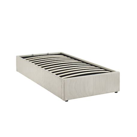 Lit coffre avec sommier à lattes, l 203 x p 97 x h 32cm, finition velours côtelé (fine côte) Blanc 4 - vertbaudet enfant 