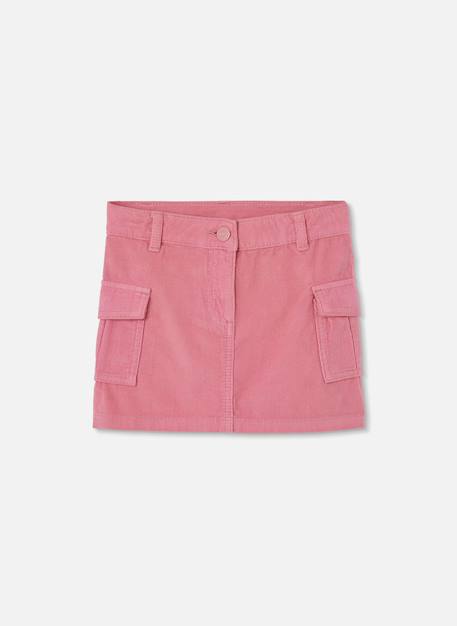 Jupe fille en velours côtelé fin avec poches cargo Rose 1 - vertbaudet enfant 