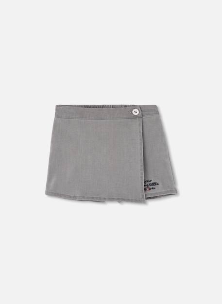 Jupe-short denim avec broderie Gris 3 - vertbaudet enfant 