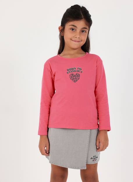 Fille-Jupe-short denim avec broderie