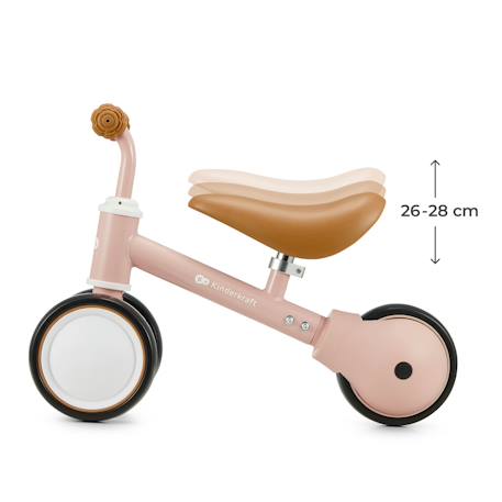 Draisienne Tricycle Kinderkraft CUTIE avec Selle Réglable, Roues EVA Increvables, Guidon Sécurisé et Poignées TPR Beige+Rose 10 - vertbaudet enfant 