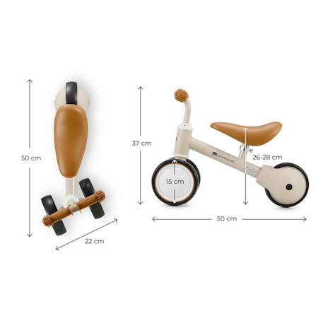 Draisienne Tricycle Kinderkraft CUTIE avec Selle Réglable, Roues EVA Increvables, Guidon Sécurisé et Poignées TPR Beige+Rose 6 - vertbaudet enfant 