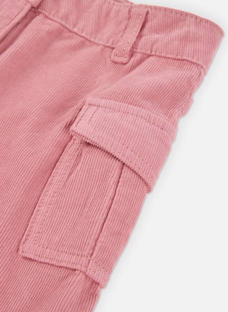 Jupe fille en velours côtelé fin avec poches cargo Rose 4 - vertbaudet enfant 