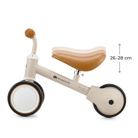 Draisienne Tricycle Kinderkraft CUTIE avec Selle Réglable, Roues EVA Increvables, Guidon Sécurisé et Poignées TPR Beige+Rose 4 - vertbaudet enfant 