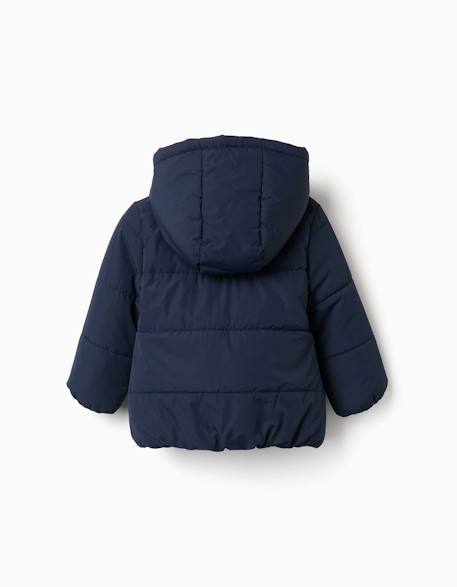 Doudoune avec capuche et doublure en polaire Bleu foncé+Rose 3 - vertbaudet enfant 