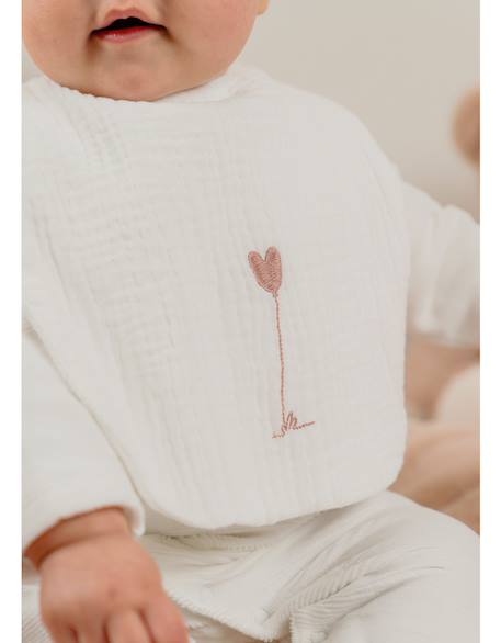 Lot de 3 bavoirs mousseline de coton bio et éponge Blanc, rose 4 - vertbaudet enfant 