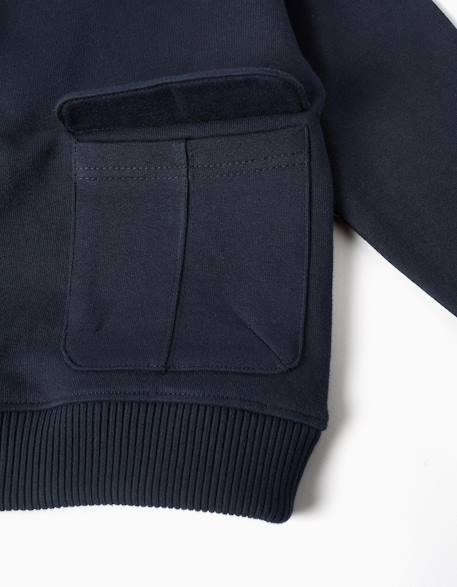 Sweat en coton avec grande poche Bleu foncé 3 - vertbaudet enfant 