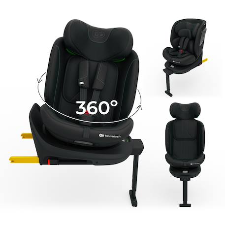 Siège Auto Kinderkraft I-360 2 PLUS i-Size avec ISOFIX, Pivotant à 360°, SPS+ et Installation Dos à la Route 40-150 cm Gris+Noir+Vert 7 - vertbaudet enfant 