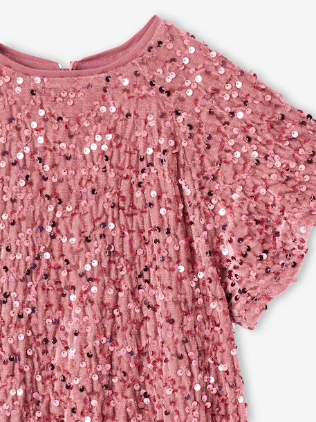 Robe fille en velours et sequins argenté+rose+rouge 6 - vertbaudet enfant 
