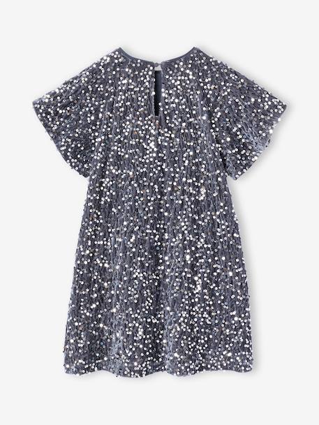 Robe fille en velours et sequins argenté+rose+rouge 2 - vertbaudet enfant 
