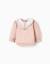 Sweat en coton avec col brodé Rose clair 2 - vertbaudet enfant 