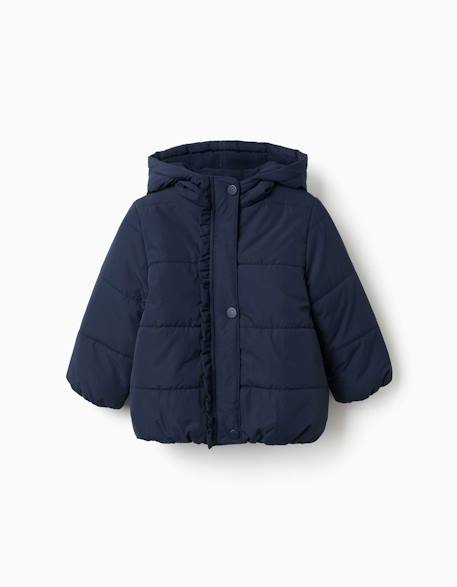 Doudoune avec capuche et doublure en polaire Bleu foncé+Rose 2 - vertbaudet enfant 