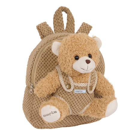 Sac à dos maternelle garçon peluche avec ourson amovible Beige+Bleu+Rose 1 - vertbaudet enfant 