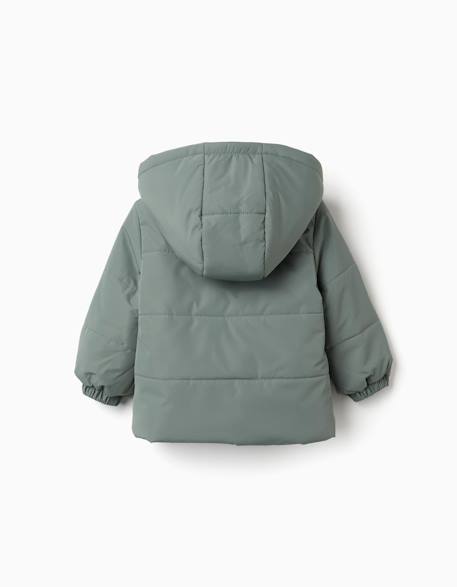 Doudoune avec doublure en polaire et capuche amovible Vert foncé 3 - vertbaudet enfant 