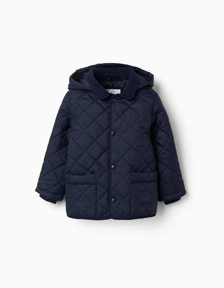 Veste matelassée avec capuche amovible Bleu foncé 3 - vertbaudet enfant 
