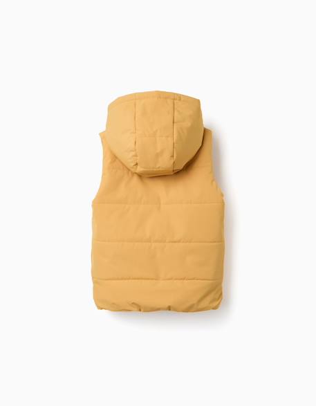 Doudoune sans manches à capuche avec fermeture éclair Bleu foncé+Jaune 7 - vertbaudet enfant 