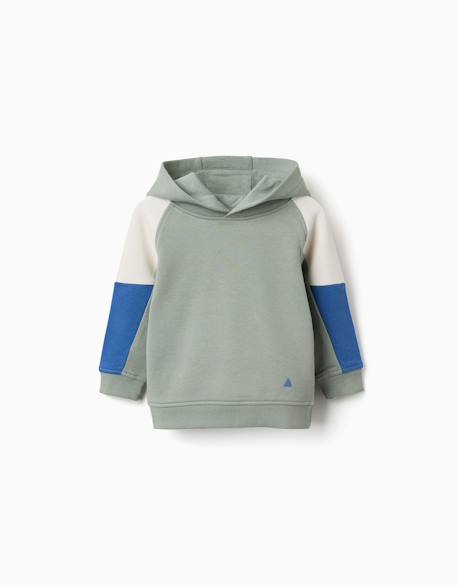 Sweat en coton avec capuche Vert 2 - vertbaudet enfant 