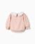 Sweat en coton avec col brodé Rose clair 3 - vertbaudet enfant 