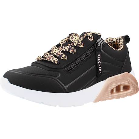 Baskets fille à lacets leopard Blanc wht+Noir blk 10 - vertbaudet enfant 