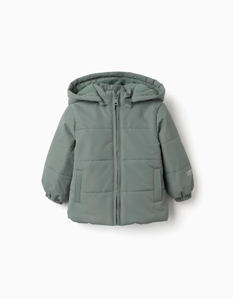 Doudoune avec doublure en polaire et capuche amovible Vert foncé 2 - vertbaudet enfant 