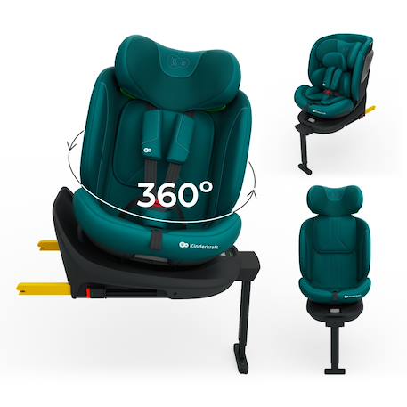 Siège Auto Kinderkraft I-360 2 PLUS i-Size avec ISOFIX, Pivotant à 360°, SPS+ et Installation Dos à la Route 40-150 cm Gris+Noir+Vert 13 - vertbaudet enfant 