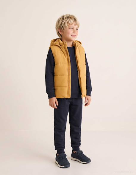 Doudoune sans manches à capuche avec fermeture éclair Bleu foncé+Jaune 5 - vertbaudet enfant 