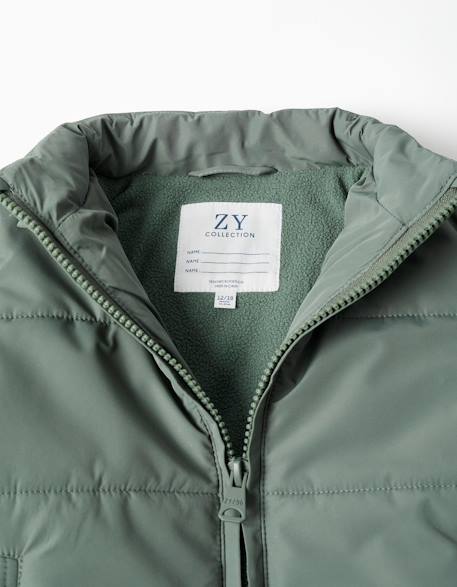 Doudoune avec doublure en polaire et capuche amovible Vert foncé 4 - vertbaudet enfant 