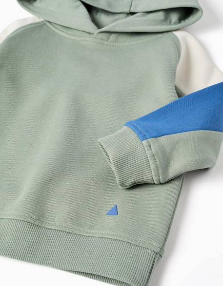 Sweat en coton avec capuche Vert 4 - vertbaudet enfant 