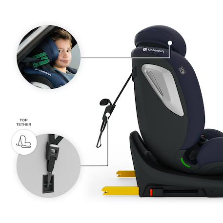 Siège auto I-GROW 2 PLUS, i-size 4-en-1   40-150 cm pivotant 360°, isofix, top tether, dos et face route, protection latérale, inclinable, ventilation, évolutif 0-12 ans Bleu+Gris+Noir+Vert 3 - vertbaudet enfant 