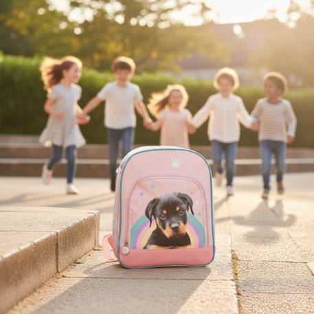 Sac à dos fille motif chiot - piping pailleté Rose clair 2 - vertbaudet enfant 