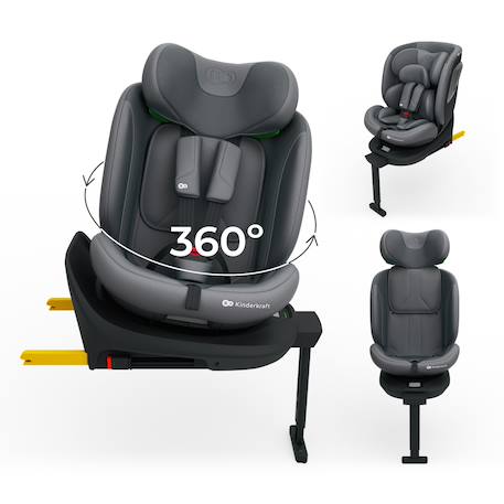Siège Auto Kinderkraft I-360 2 PLUS i-Size avec ISOFIX, Pivotant à 360°, SPS+ et Installation Dos à la Route 40-150 cm Gris+Noir+Vert 1 - vertbaudet enfant 