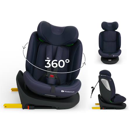 Siège auto I-GROW 2 PLUS, i-size 4-en-1   40-150 cm pivotant 360°, isofix, top tether, dos et face route, protection latérale, inclinable, ventilation, évolutif 0-12 ans Bleu+Gris+Noir+Vert 1 - vertbaudet enfant 