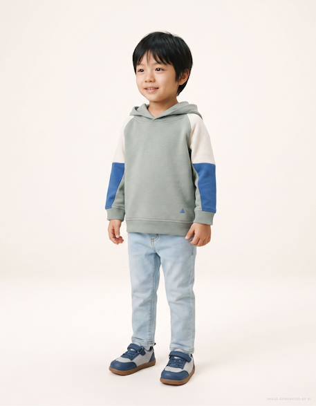 Sweat en coton avec capuche Vert 1 - vertbaudet enfant 