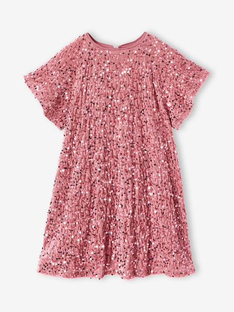 Robe fille en velours et sequins argenté+rose+rouge 4 - vertbaudet enfant 