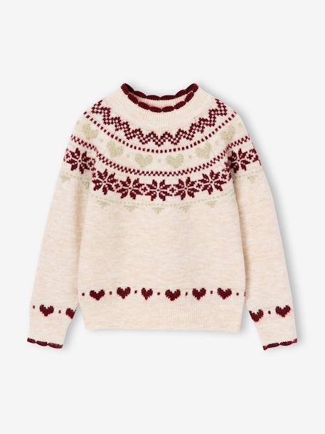 Pull de Noël fille manches longues écru 3 - vertbaudet enfant 