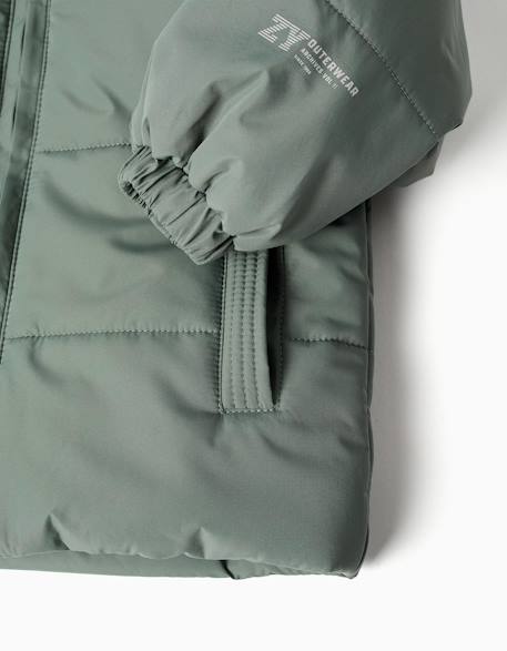 Doudoune avec doublure en polaire et capuche amovible Vert foncé 6 - vertbaudet enfant 