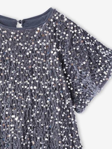 Robe fille en velours et sequins argenté+rose+rouge 3 - vertbaudet enfant 