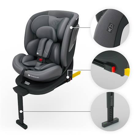 Siège Auto Kinderkraft I-360 2 PLUS i-Size avec ISOFIX, Pivotant à 360°, SPS+ et Installation Dos à la Route 40-150 cm Gris+Noir+Vert 3 - vertbaudet enfant 
