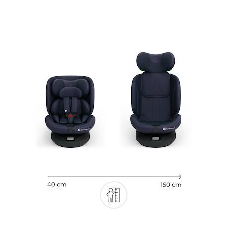 Siège auto I-GROW 2 PLUS, i-size 4-en-1   40-150 cm pivotant 360°, isofix, top tether, dos et face route, protection latérale, inclinable, ventilation, évolutif 0-12 ans Bleu+Gris+Noir+Vert 2 - vertbaudet enfant 