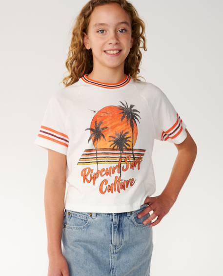 T-shirt fille surf culture crop Bone 6 - vertbaudet enfant 