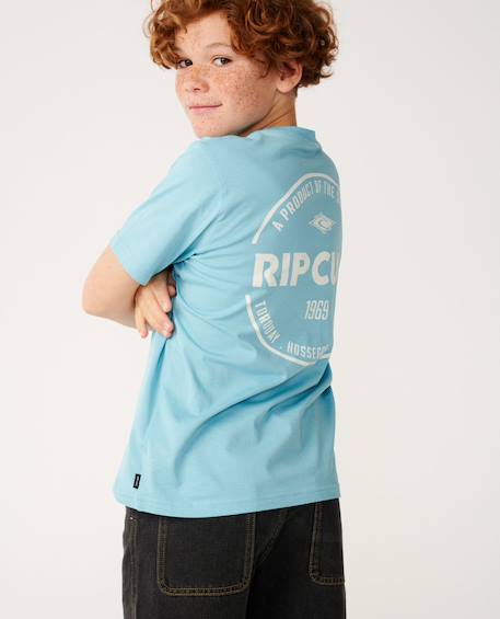 T-shirt garçon staple Blanc+Light navy+Wave pool 18 - vertbaudet enfant 
