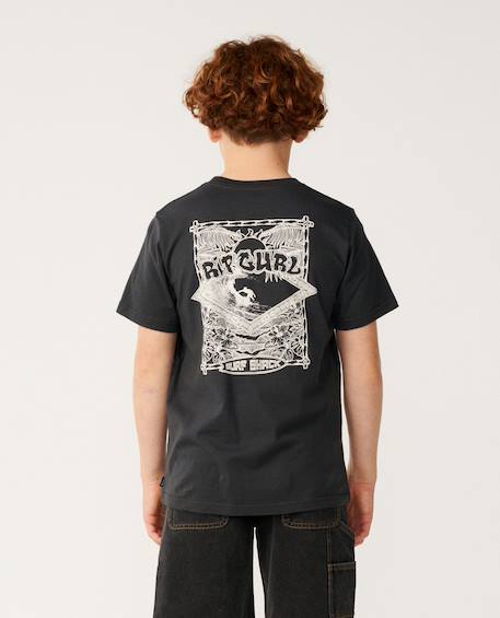 T-shirt garçon surf shack art Bone+Washed black+Wave pool 9 - vertbaudet enfant 