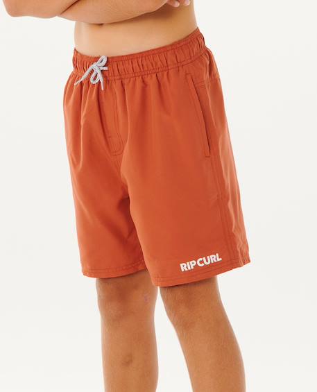 Short de bain boardshort volley enfant streamline offset Argile cuite+Mousse 2 - vertbaudet enfant 