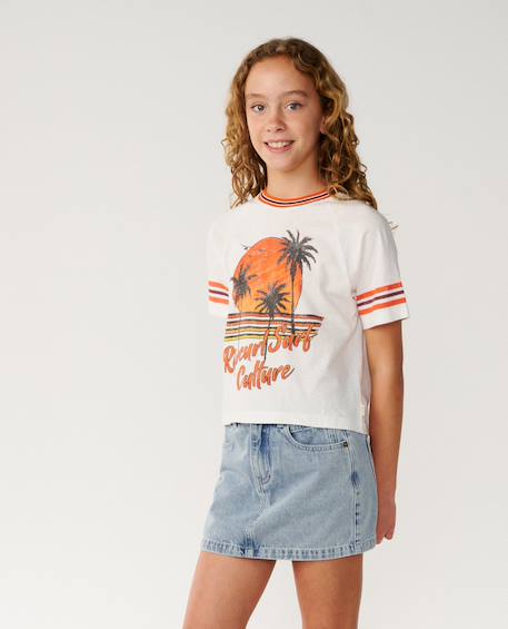 T-shirt fille surf culture crop Bone 2 - vertbaudet enfant 