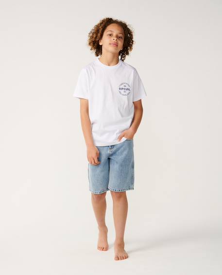 T-shirt garçon staple Blanc+Light navy+Wave pool 4 - vertbaudet enfant 
